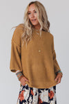 Brown Slouchy Textured Knit Loose Sweater-Tops-MomFashion