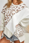 Asymmetrical Leopard Texture Splicing Loose Sweatshirt-Tops-MomFashion