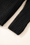 Black Hollow-out Crochet V Neck Sweater-Tops-MomFashion