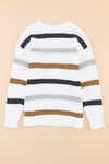 Striped Popcorn Knit Sweater-Tops-MomFashion