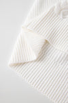 White Turtle Neck Short Sleeve Cable Knit Ruffled Sweater-Tops-MomFashion