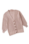 Khaki Buttoned Front Drop Shoulder Knitted Cardigan-Tops-MomFashion