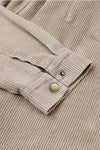 Khaki Patchwork Hooded Corduroy Shacket-Outerwear-MomFashion