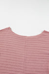 Dusty Pink Textured Knit Long Sleeve Top-Tops-MomFashion