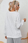 Gray Slouchy Heather Rib Knit Long Sleeve Henley Top-Tops-MomFashion