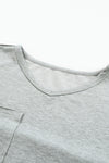 Gray Pocketed Oversized Drop Sleeve Top-Tops-MomFashion