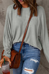 Gray Solid Color Patchwork Long Sleeve Top-Tops-MomFashion