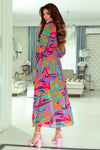 Multicolor Wild Lotus Ruffle Tiered Maxi Dress-Dresses-MomFashion