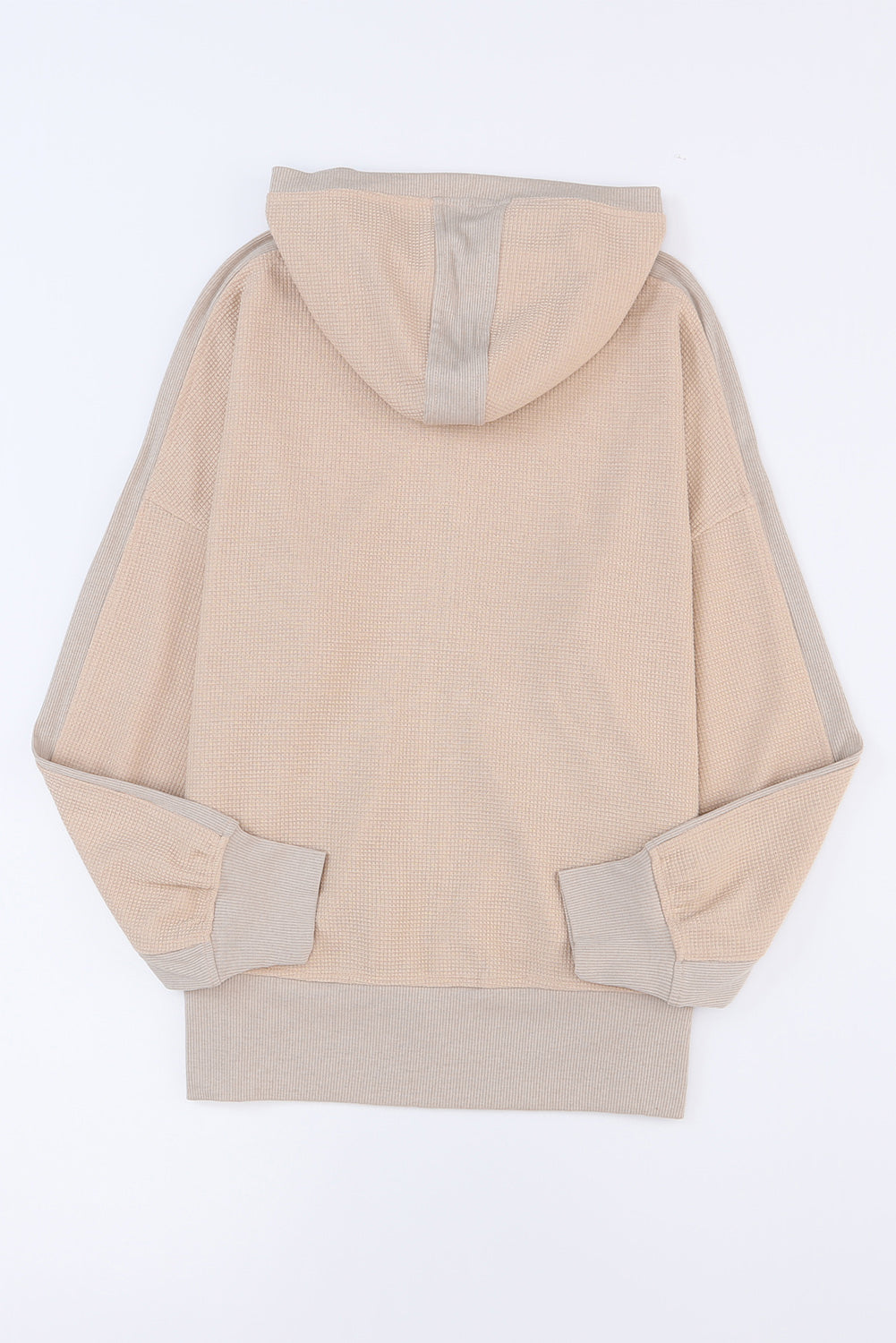 Khaki Thermal Waffle Knit Full Zipper Hooded Jacket-Outerwear-MomFashion