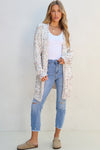 White Confetti Rib Knit Long Sleeve Cardigan-Sweaters & Cardigans/Cardigans-MomFashion