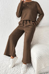 Dark Brown Ultra Loose Textured 2pcs Slouchy Outfit-Loungewear-MomFashion