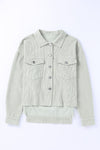 Sky Blue Raw Hem Flap Pockets Cropped Corduroy Jacket-Outerwear-MomFashion