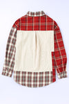 Plaid Corduroy Patchwork Shacket-Outerwear-MomFashion