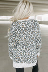 White Printed Solid Trim Leopard Print Top-Tops-MomFashion