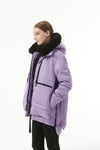 Wisteria Plush Linen Zip Up Hooded Puffer Coat-Outerwear-MomFashion