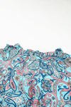 Sky Blue Paisley Print Boho Holiday Ruffle Tiered Maxi Dress-Dresses-MomFashion