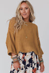 Brown Slouchy Textured Knit Loose Sweater-Tops-MomFashion