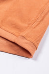 Orange Ribbed Corded Oversized Sweatshirt-Tops-MomFashion