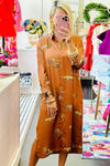 Mustard Cheetah Print Button-Up Split Shirt Dress-Dresses-MomFashion