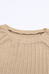 Khaki Ribbed Round Neck Knit Long Sleeve Top-Tops-MomFashion