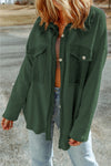 Green Contrast Flap Pockets Relaxed Shacket-Outerwear-MomFashion