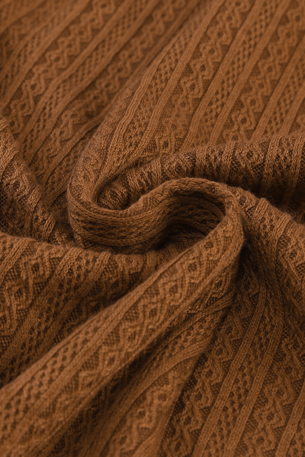 Faux Knit Jacquard Puffy Long Sleeve Top-Tops-MomFashion