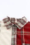 Plaid Corduroy Patchwork Shacket-Outerwear-MomFashion