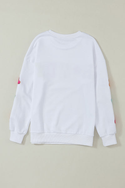 White Glitter Howdy Patch Graphic Casual Sweatshirt-Tops-MomFashion