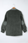 Gray Corduroy Trim Elbow Patch Sherpa Jacket-Outerwear-MomFashion