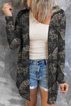 Black Wild Tiger Print Button Front Cardigan-Tops-MomFashion