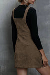 Brown O-ring Zip Up Pocketed Corduroy Dress-Dresses-MomFashion