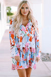 White Floral Tiered Mini Dress-Dresses-MomFashion