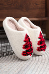 White Fuzzy Tree Pattern Christmas Fashion Home Slippers-Shoes & Bags-MomFashion