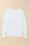 White Waffle Knit Henley Top-Tops-MomFashion