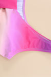 Purple Gradient Color Knotted V Neck Bikini Swimsuit-Swimwear-MomFashion