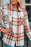 Khaki Plaid Print Buttoned Shirt Coat with Pocket-Outerwear-MomFashion