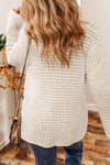 White Hollow-out Crochet V Neck Sweater-Tops-MomFashion