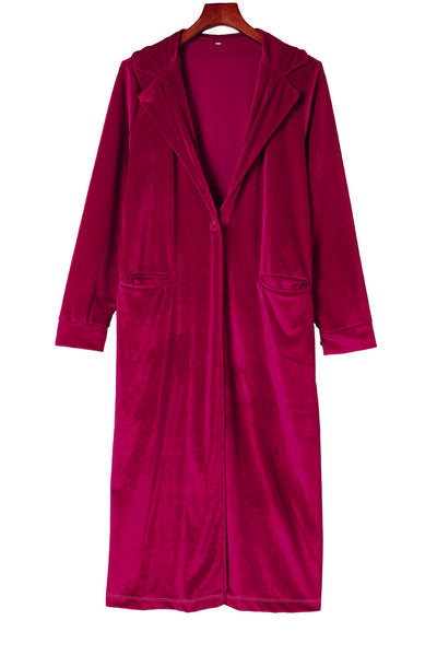 Retro Velvet Long Sleeve Pocket Coat-Outerwear-MomFashion