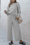 Gray Ultra Loose Textured 2pcs Slouchy Outfit-Loungewear-MomFashion