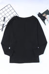 Black Solid Color Patchwork Long Sleeve Top-Tops-MomFashion