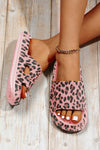 Pink Leopard Print Thick Sole Slip On Slippers-Shoes & Bags-MomFashion