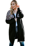 Black Leopard Detail Plus Size Cardigan-Plus Size-MomFashion