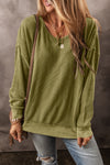 Jungle Green Textured Seamed Drop Sleeve Sweatshirt-Tops-MomFashion