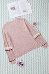 Pink Pilling Detail Patterned Sleeve Sweater-Tops-MomFashion