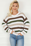 Stripe Crochet Hollow out Knit Sweater-Tops-MomFashion