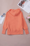 Orange Batwing Sleeve Pocketed Henley Hoodie-Tops-MomFashion