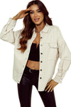 White Frayed Exposed Seam Denim Jacket-Outerwear-MomFashion