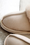 Khaki Cut and Sew Faux Suede Plush Lined Slippers-Shoes & Bags-MomFashion