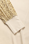 Apricot Leopard Print Long Sleeve Ribbed Knit Blouse-Tops-MomFashion