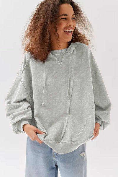 Gray Active Patchwork Detail Warm Winter Hoodie-Tops-MomFashion